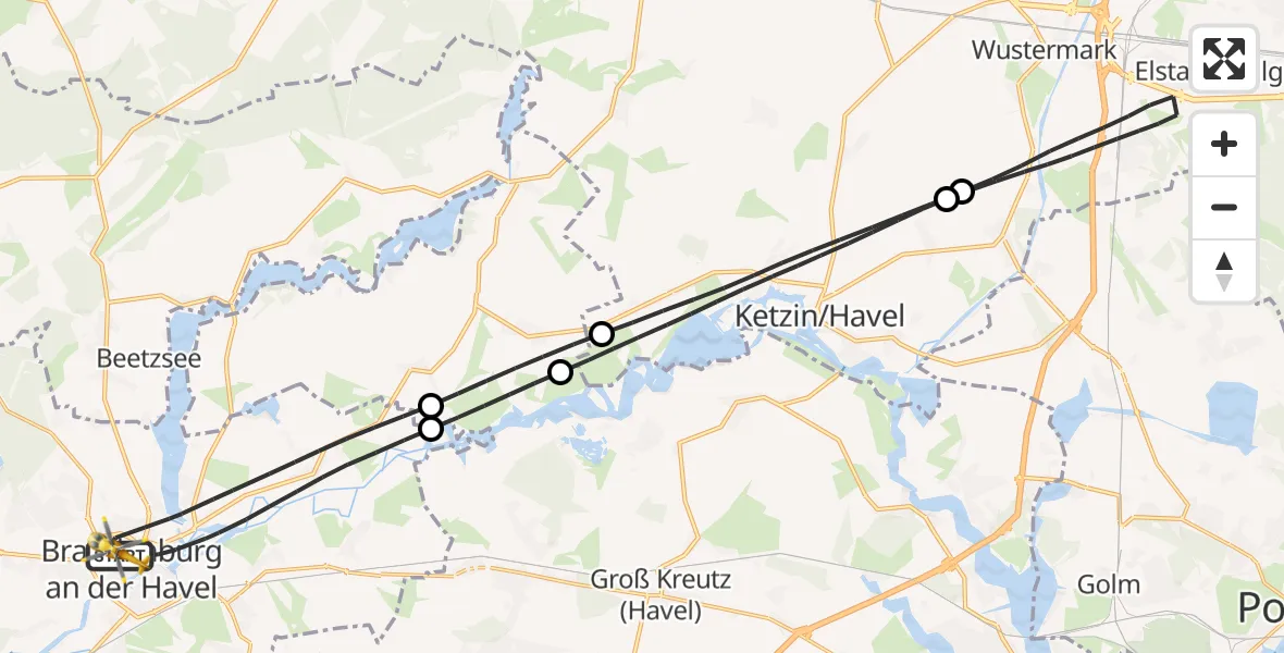 Flugroute Rettungshubschrauber Brandenburg an der Havel - Brandenburg an der Havel, 11 August 2026, 11:34