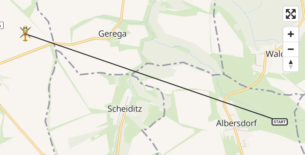 Flugroute Rettungshubschrauber Albersdorf - Schöngleina, 11 August 2026, 11:35