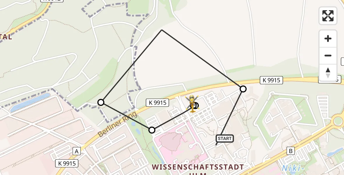 Flugroute Rettungshubschrauber Ulm Military Hospital Emergency - ADAC Air Rescue Station Ulm (Christoph 22), 11 August 2026, 12:05