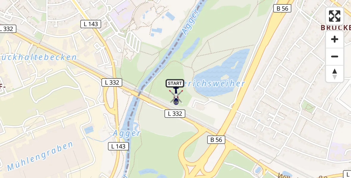 Flugroute Polizeihubschrauber Siegburg - Siegburg, 11 August 2026, 12:21