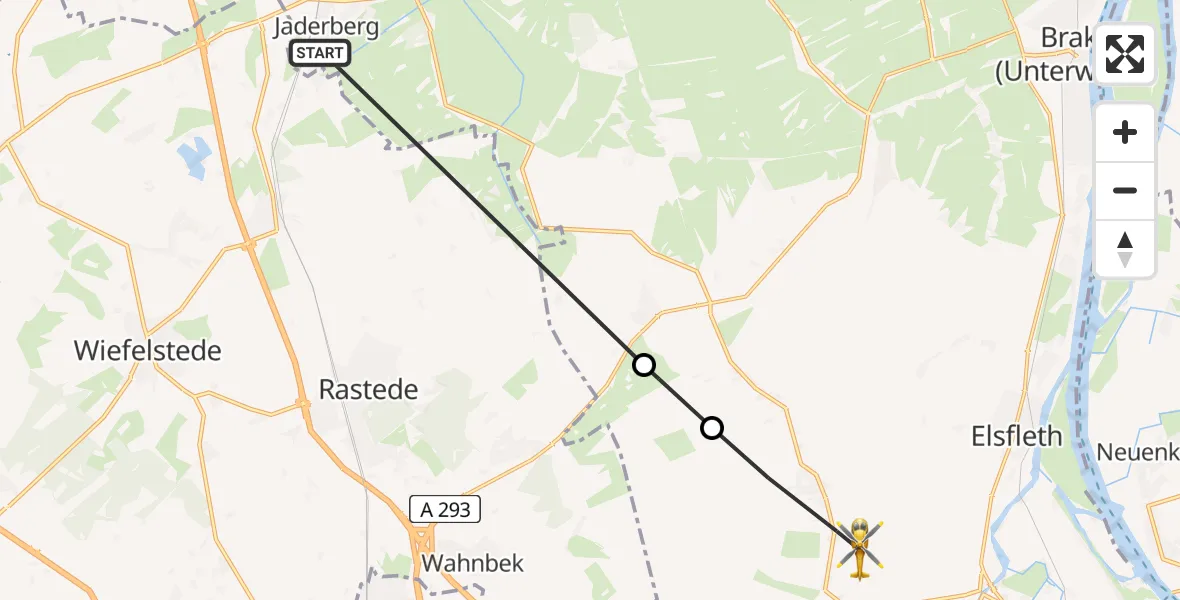 Flugroute Rettungshubschrauber Jade - Elsfleth, 11 August 2026, 13:12