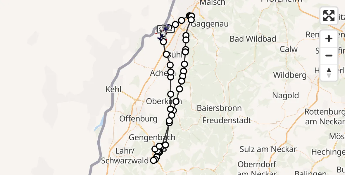 Flugroute Polizeihubschrauber Karlsruhe Baden-Baden Flughafen - Karlsruhe Baden-Baden Flughafen, 11 August 2026, 14:56