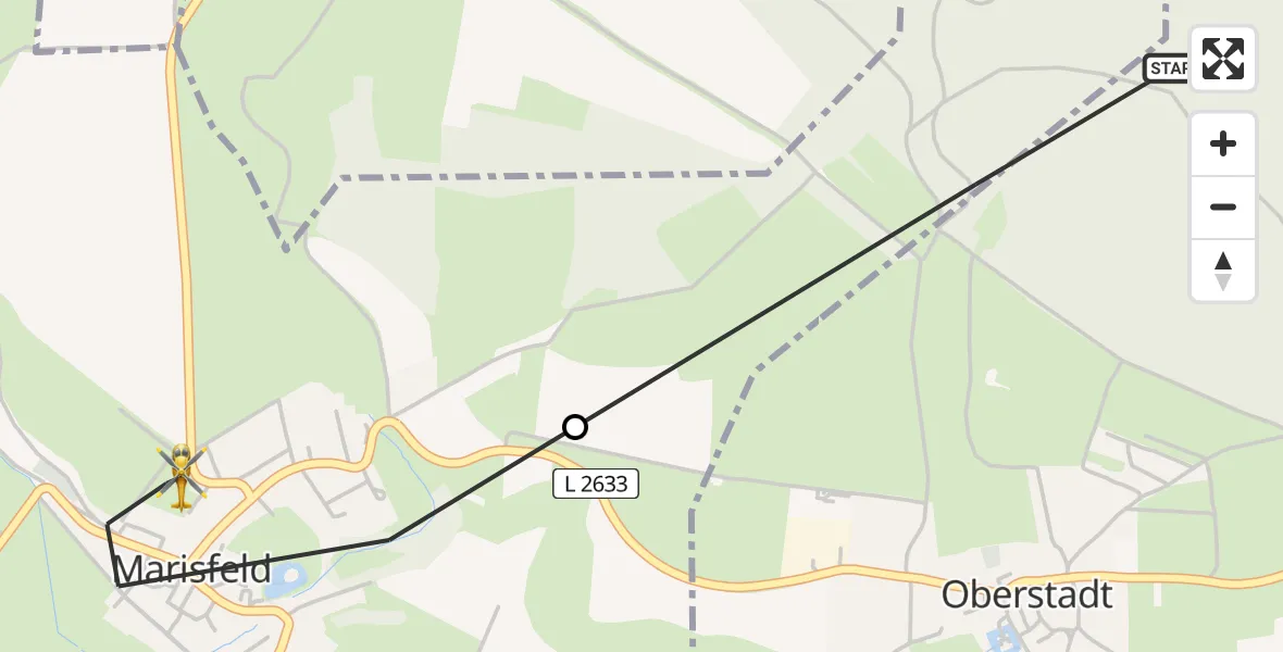 Flugroute Rettungshubschrauber Oberstadt - Marisfeld, 11 August 2026, 15:13
