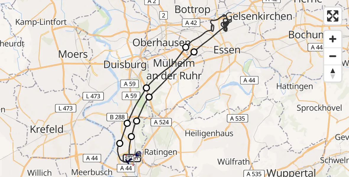 Flugroute Polizeihubschrauber Düsseldorf Flughafen - Düsseldorf Flughafen, 11 August 2026, 16:21