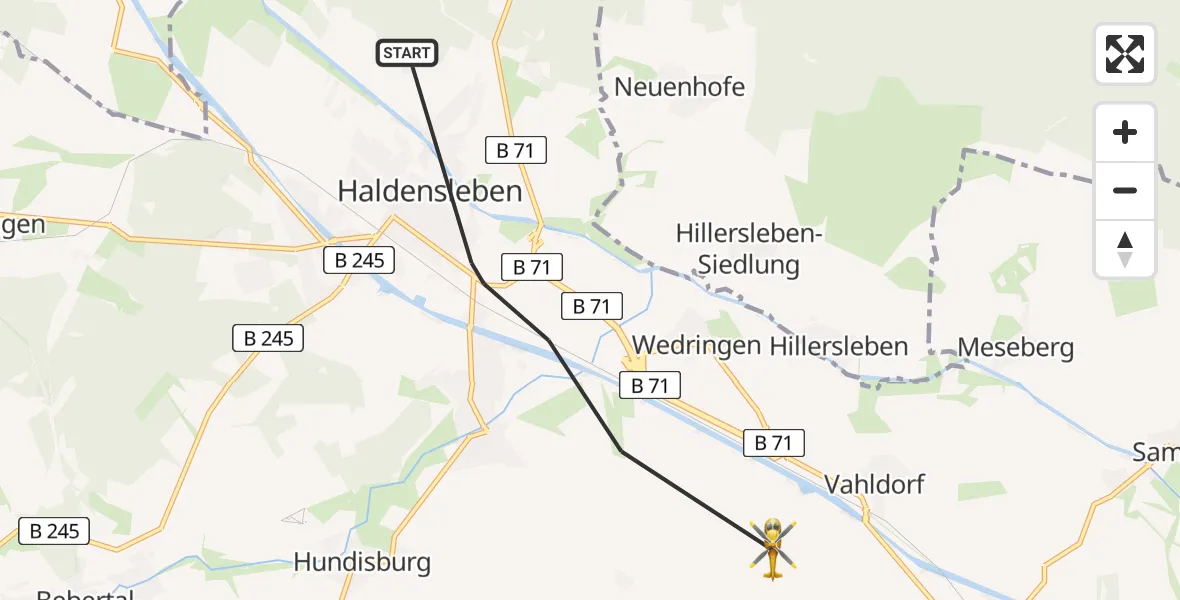 Flugroute Rettungshubschrauber Haldensleben - Niedere Börde, 11 August 2026, 16:55
