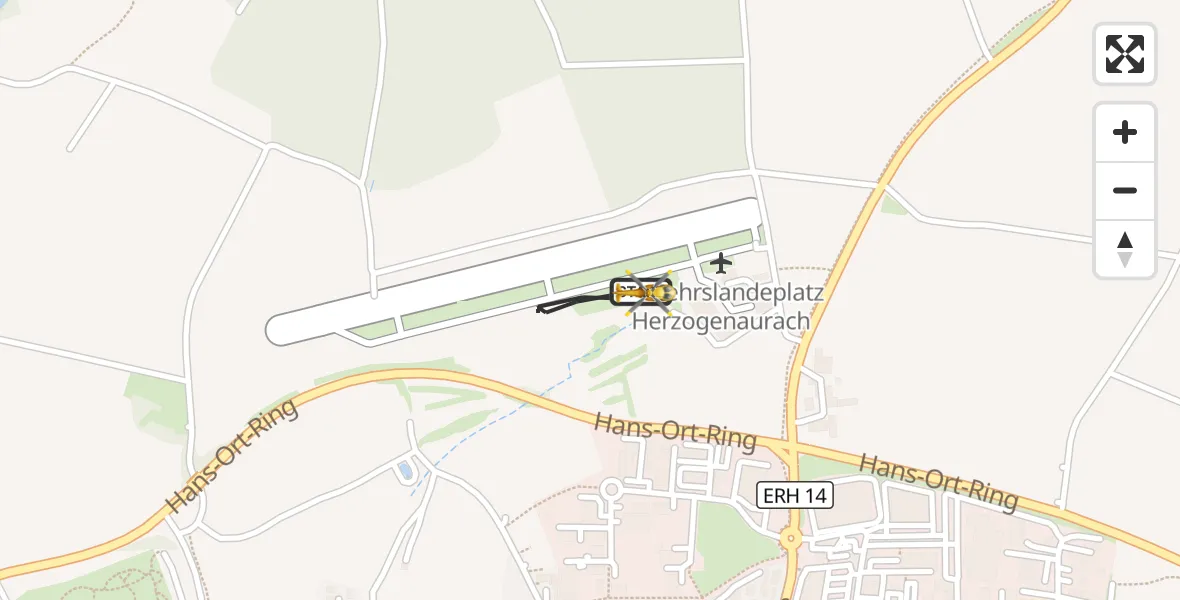 Flugroute Ambulanzhubschrauber Herzogenaurach Flugplatz - Herzogenaurach Flugplatz, 11 August 2026, 16:57