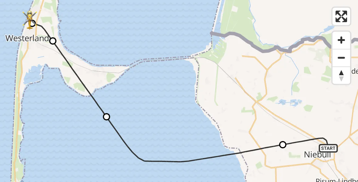 Flugroute Ambulanzhubschrauber Niebüll - Sylt, 11 August 2026, 17:11