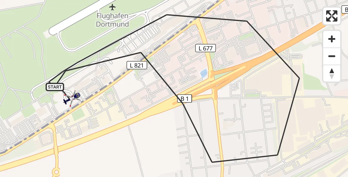 Flugroute Polizeihubschrauber Dortmund Flughafen - Dortmund Flughafen, 11 August 2026, 17:13