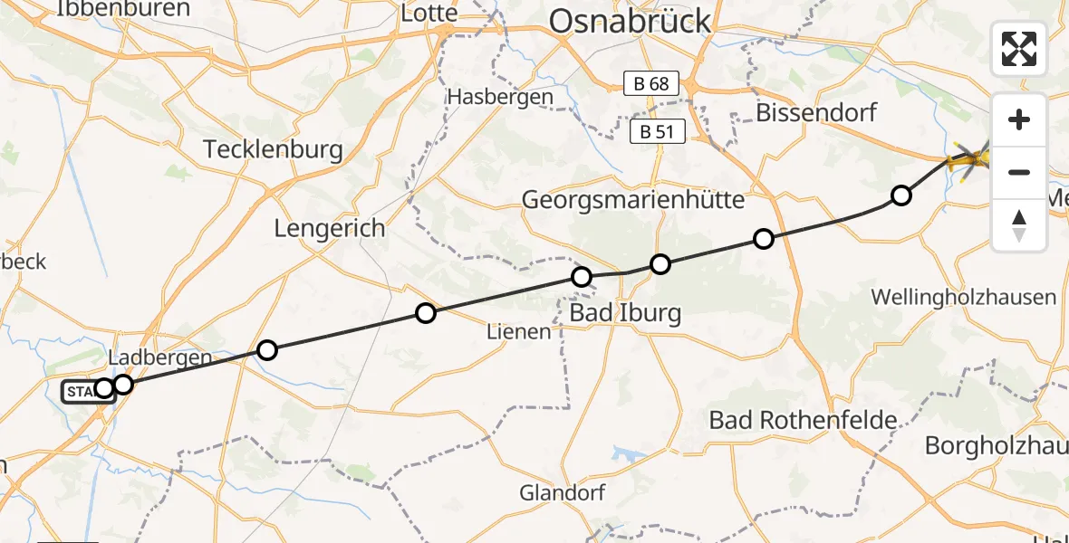 Flugroute Ambulanzhubschrauber Christoph  Westfalen-ADAC - Melle, 11 August 2026, 17:14