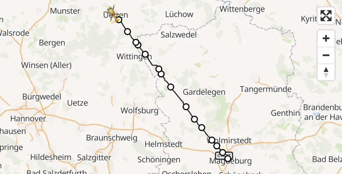 Flugroute Rettungshubschrauber Magdeburg - Uelzen, 11 August 2026, 17:42