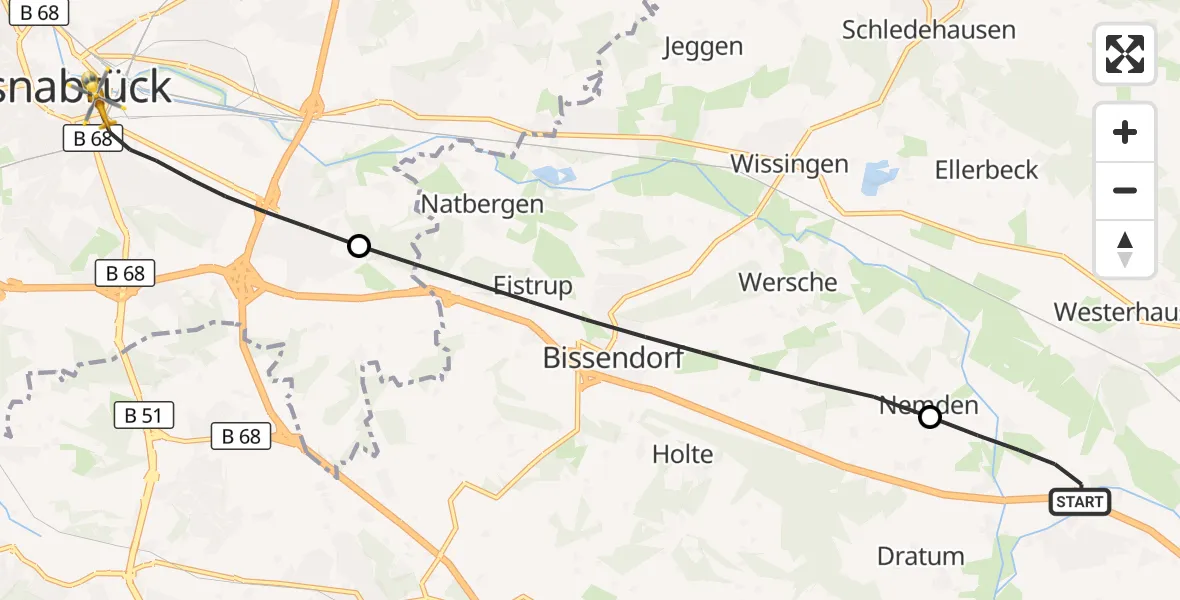 Flugroute Ambulanzhubschrauber Melle - Osnabrück, 11 August 2026, 17:56