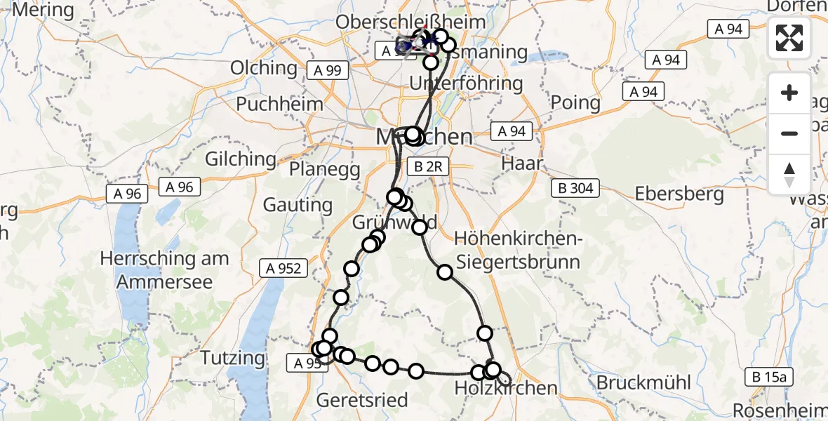 Flugroute Polizeihubschrauber Oberschleißheim - Oberschleißheim, 11 August 2026, 18:14