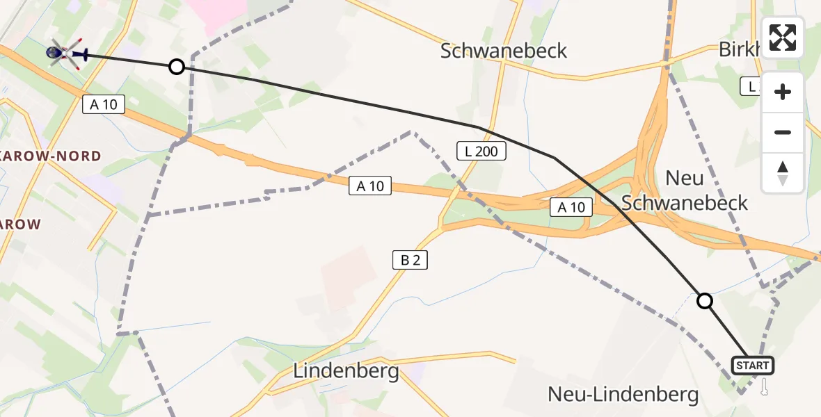 Flugroute Polizeihubschrauber Ahrensfelde Hubschrauberlandeplatz - Berlin, 12 August 2026, 02:21