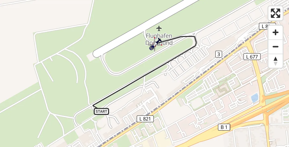 Flugroute Polizeihubschrauber Dortmund Flughafen - Dortmund Flughafen, 12 August 2026, 06:38