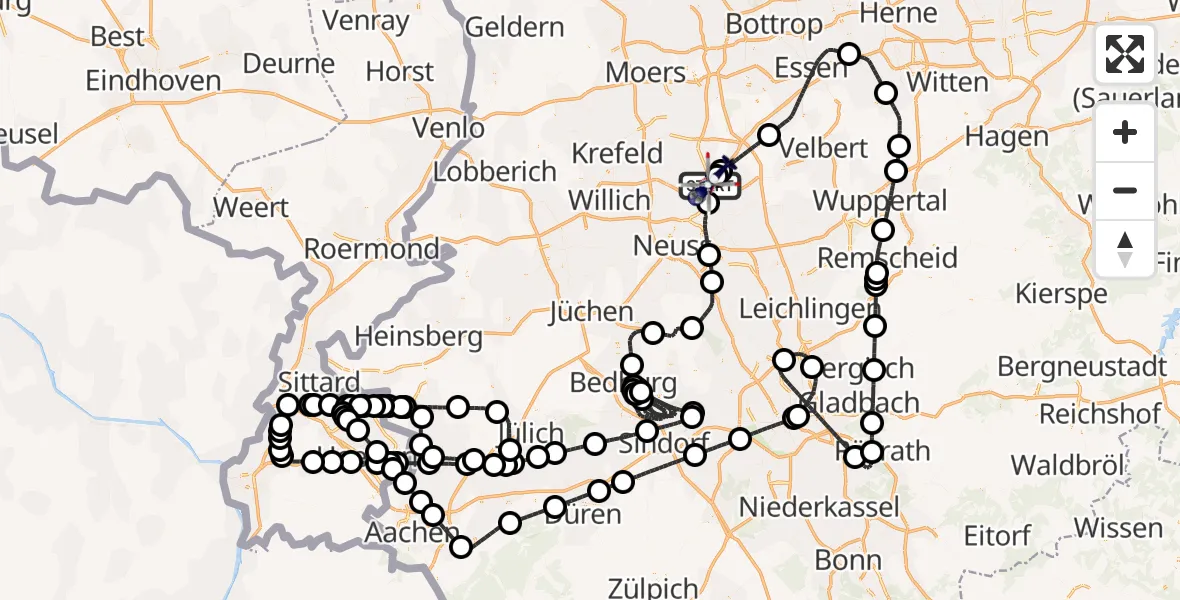 Flugroute Polizeihubschrauber Düsseldorf Flughafen - Düsseldorf Flughafen, 12 August 2026, 08:14