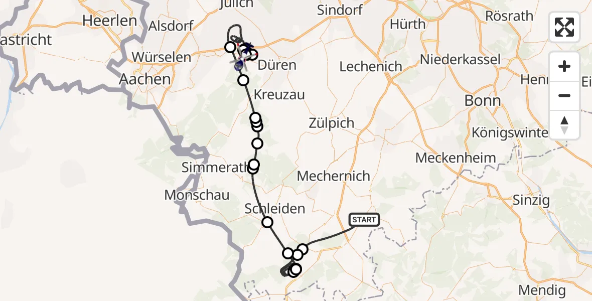 Flugroute Polizeihubschrauber Nettersheim - Langerwehe, 12 August 2026, 08:14