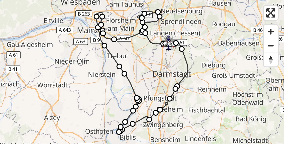 Flugroute Polizeihubschrauber Flughafen Frankfurt-Egelsbach - Flughafen Frankfurt-Egelsbach, 12 August 2026, 08:15