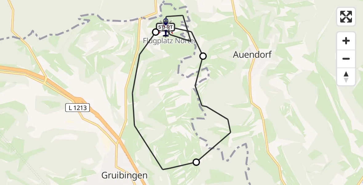 Flugroute Polizeihubschrauber Gruibingen-Nortel Flugplatz - Gruibingen-Nortel Flugplatz, 12 August 2026, 08:23