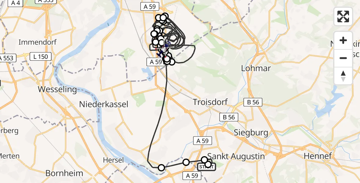 Flugroute Polizeihubschrauber Sankt Augustin - Köln Bonn Flughafen, 12 August 2026, 08:26