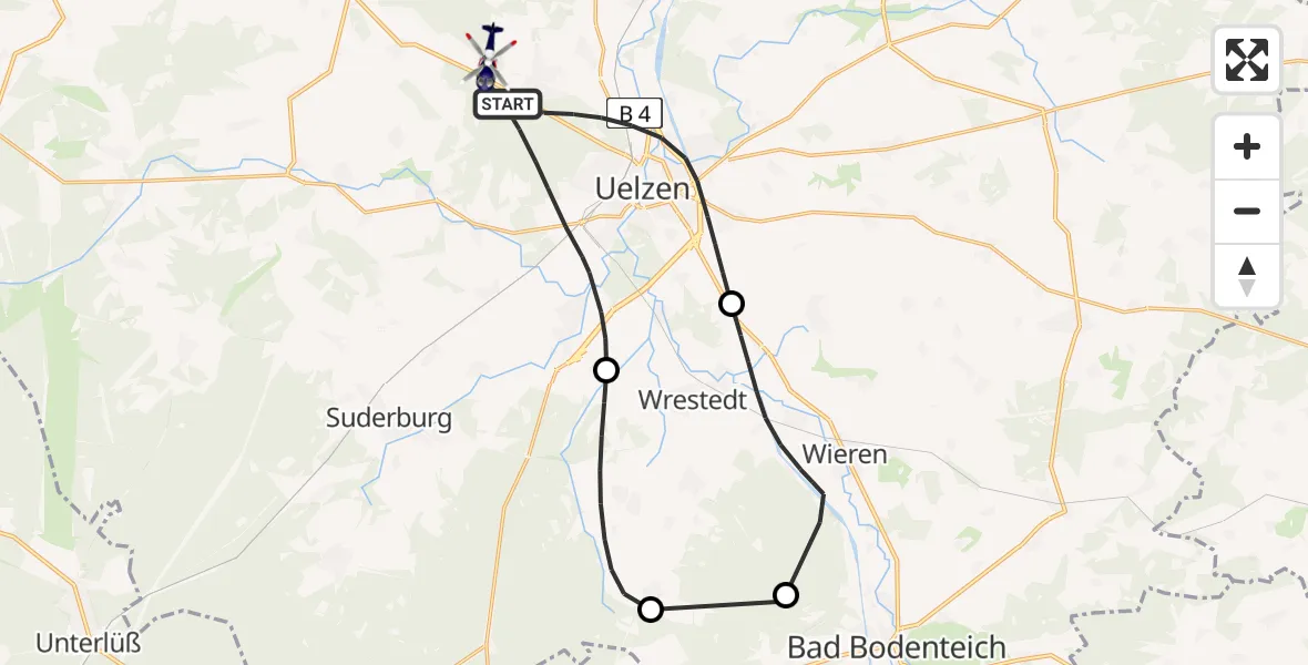 Flugroute Polizeihubschrauber Uelzen - Uelzen, 12 August 2026, 08:48