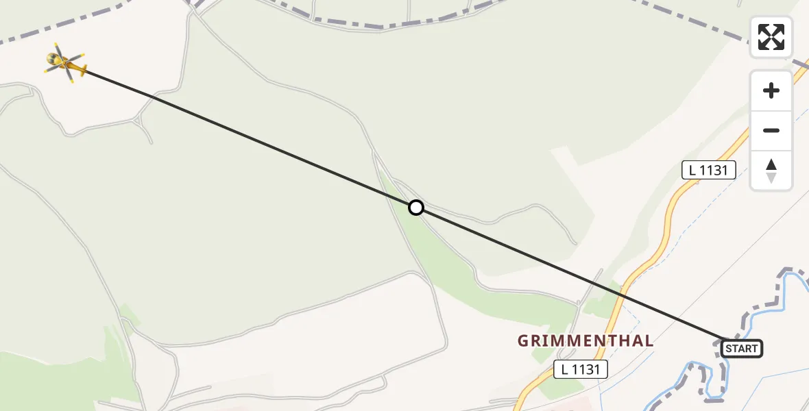 Flugroute Rettungshubschrauber Einhausen - Obermaßfeld-Grimmenthal, 12 August 2026, 08:58