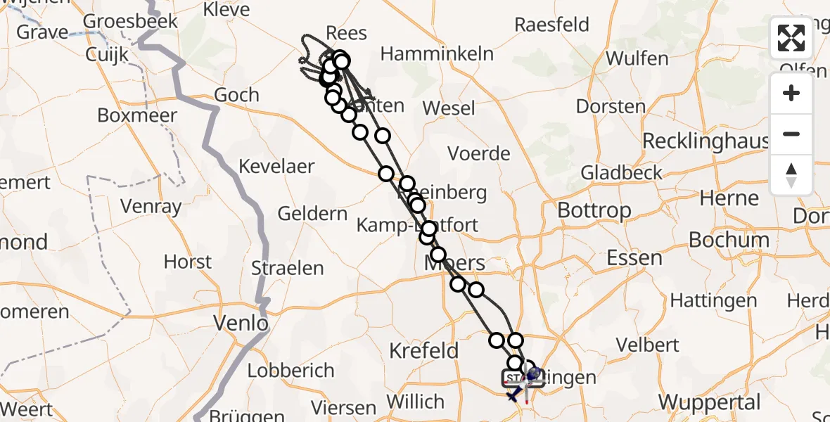 Flugroute Polizeihubschrauber Düsseldorf Flughafen - Düsseldorf Flughafen, 12 August 2026, 09:00