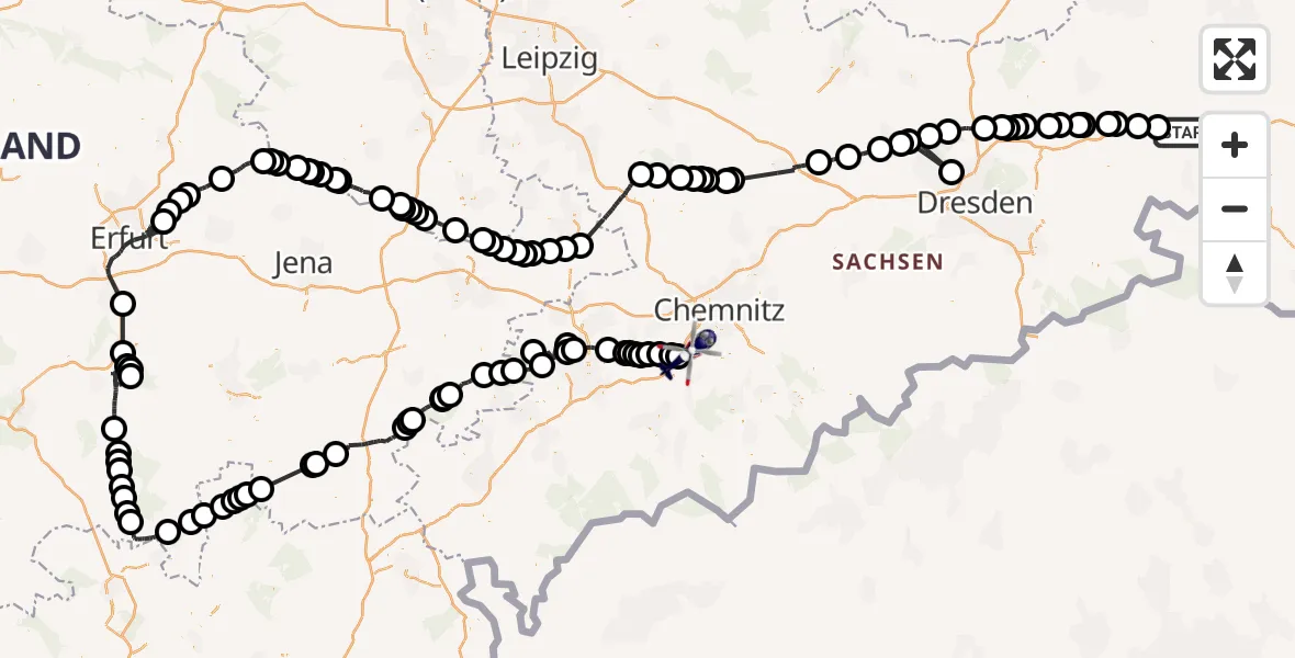 Flugroute Polizeihubschrauber Bautzen - Niederdorf, 12 August 2026, 09:00