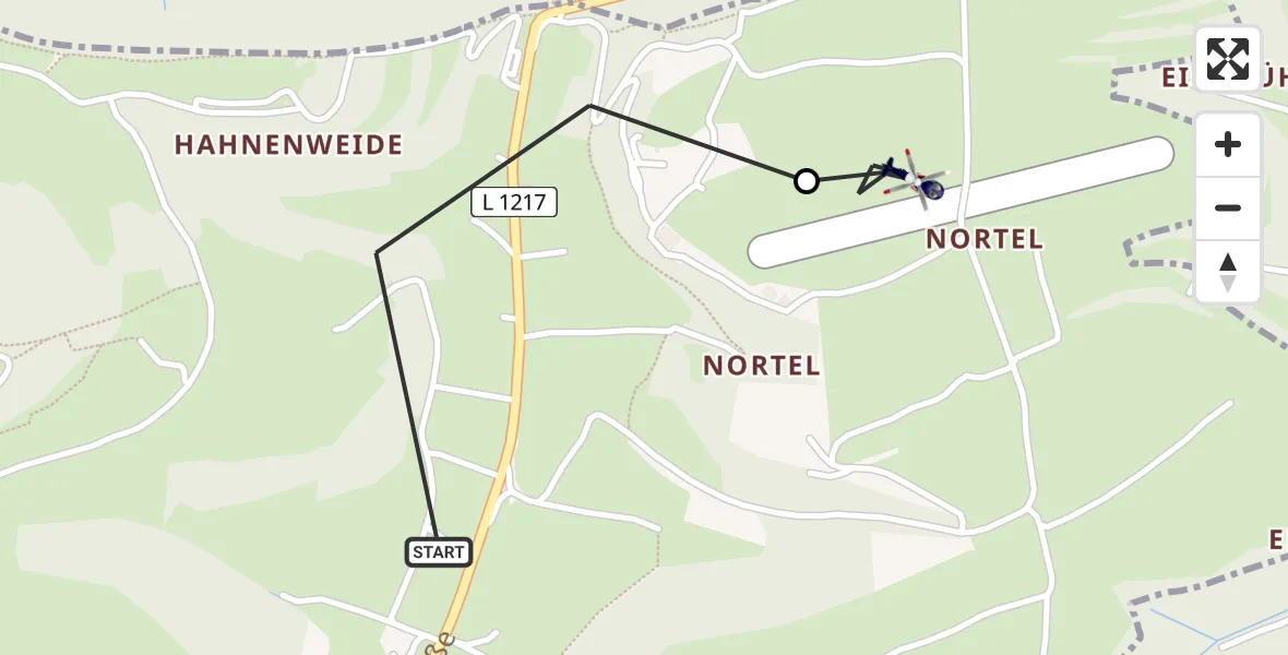 Flugroute Polizeihubschrauber Gruibingen - Gruibingen-Nortel Flugplatz, 12 August 2026, 09:10