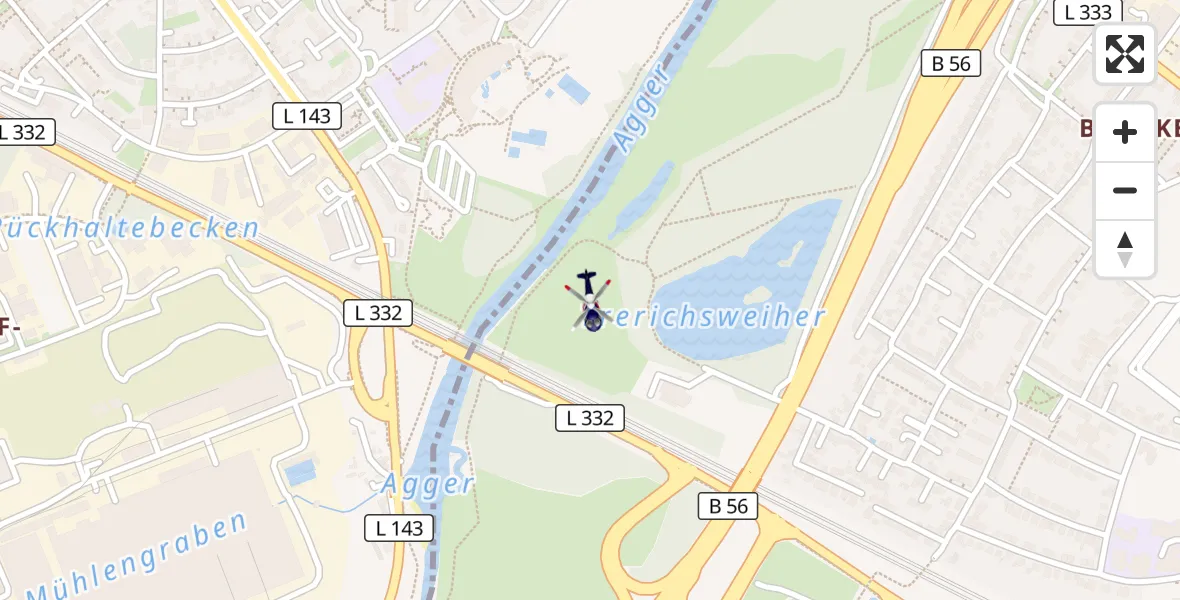 Flugroute Polizeihubschrauber Troisdorf - Troisdorf, 12 August 2026, 09:16