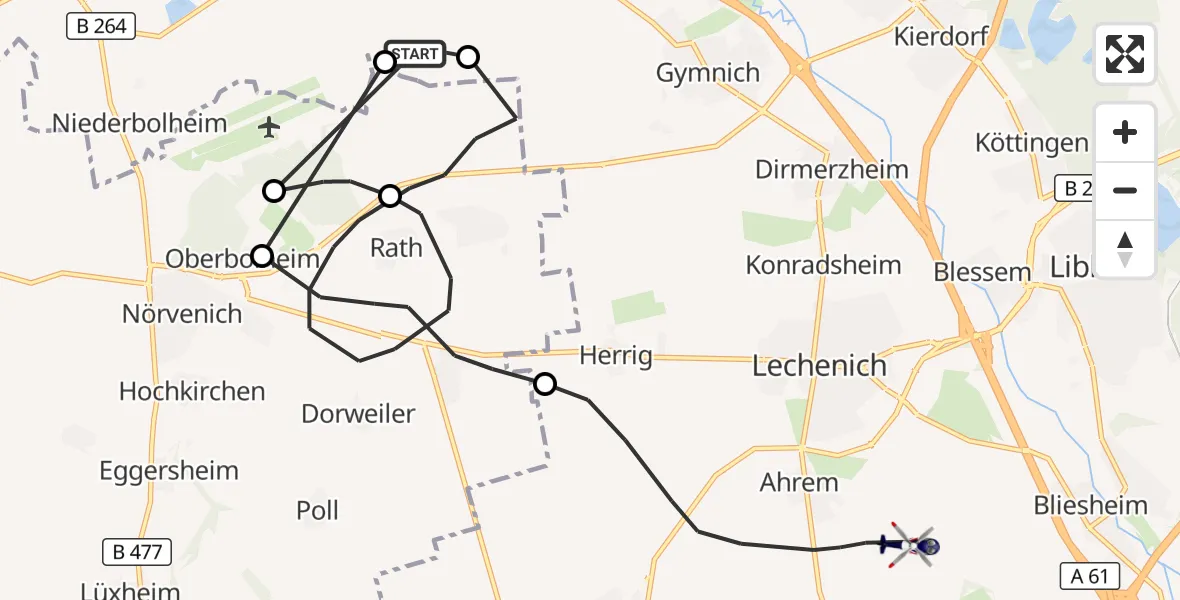 Flugroute Polizeihubschrauber Kerpen - Erftstadt, 12 August 2026, 09:16