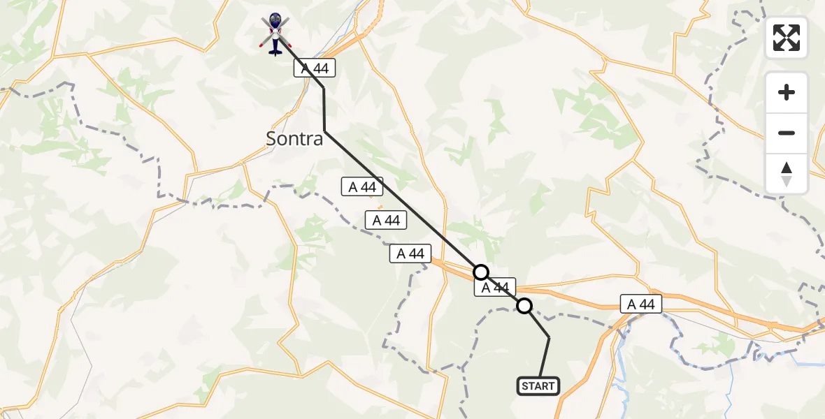 Flugroute Polizeihubschrauber Gerstungen - Sontra, 12 August 2026, 09:20
