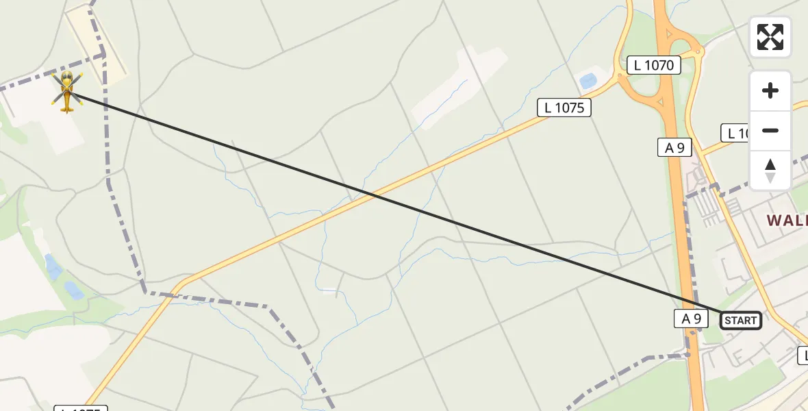 Flugroute Rettungshubschrauber Hermsdorf - Bobeck, 12 August 2026, 09:25