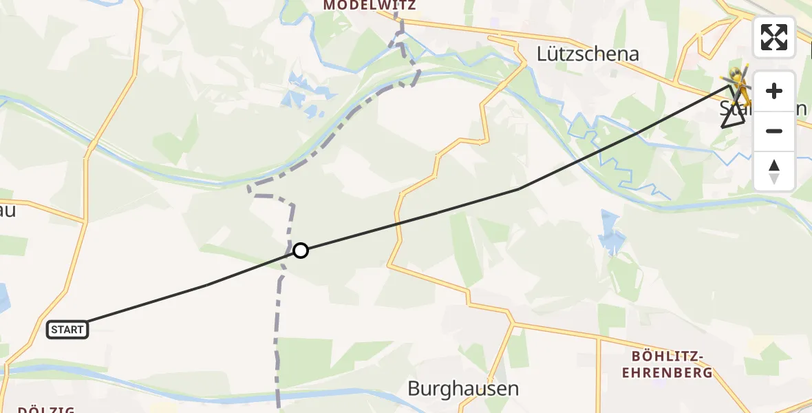 Flugroute Rettungshubschrauber Schkeuditz - Leipzig, 12 August 2026, 09:26
