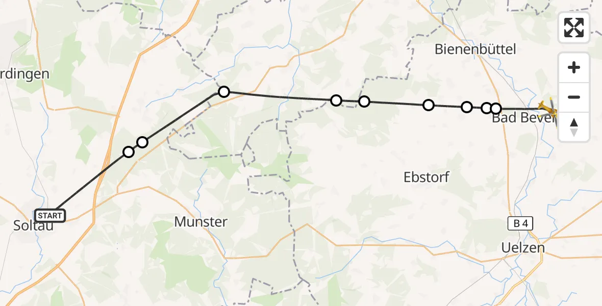 Flugroute Ambulanzhubschrauber Soltau - Bad Bevensen, 12 August 2026, 09:47