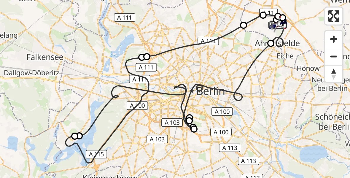 Flugroute Polizeihubschrauber Ahrensfelde Hubschrauberlandeplatz - Ahrensfelde Hubschrauberlandeplatz, 12 August 2026, 09:49