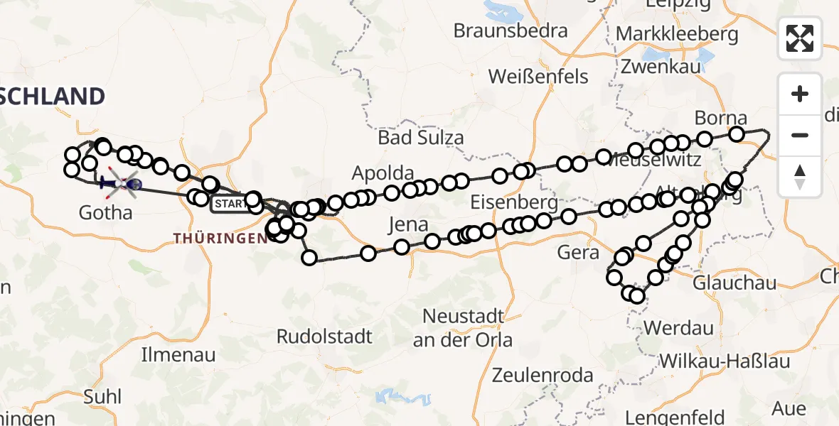 Flugroute Polizeihubschrauber Erfurt - Nessetal, 12 August 2026, 10:13