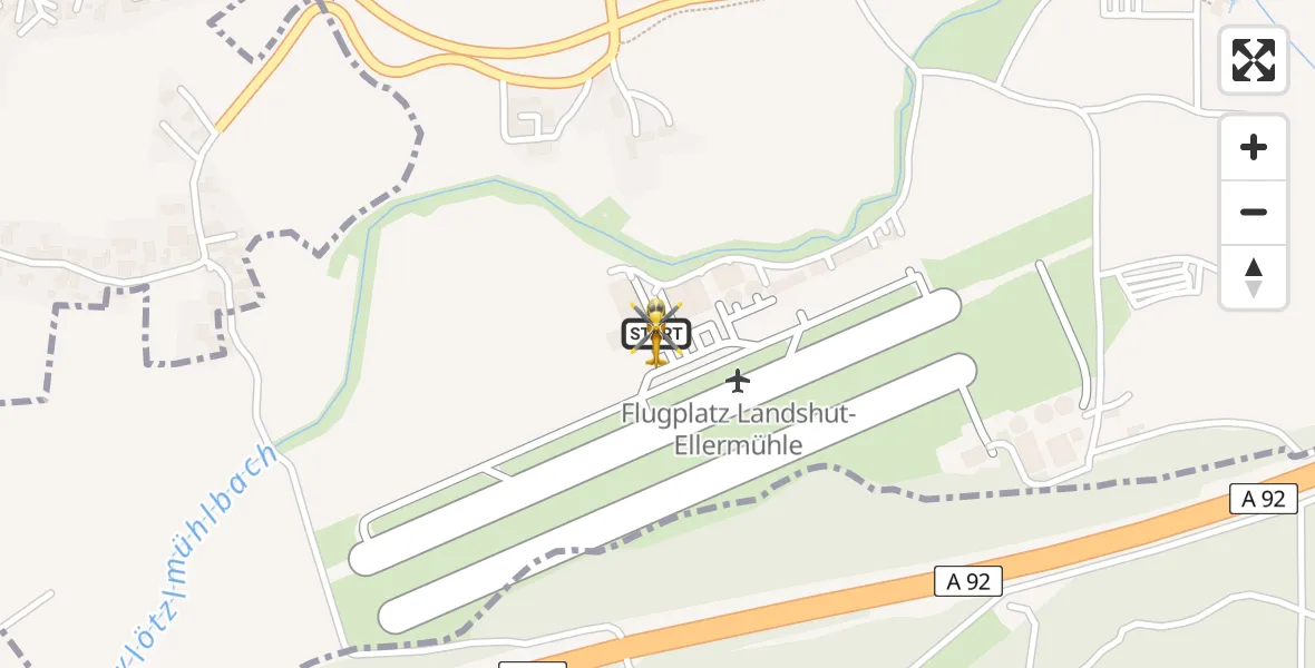 Flugroute Rettungshubschrauber Landshut Flugplatz - Landshut Flugplatz, 12 August 2026, 10:25