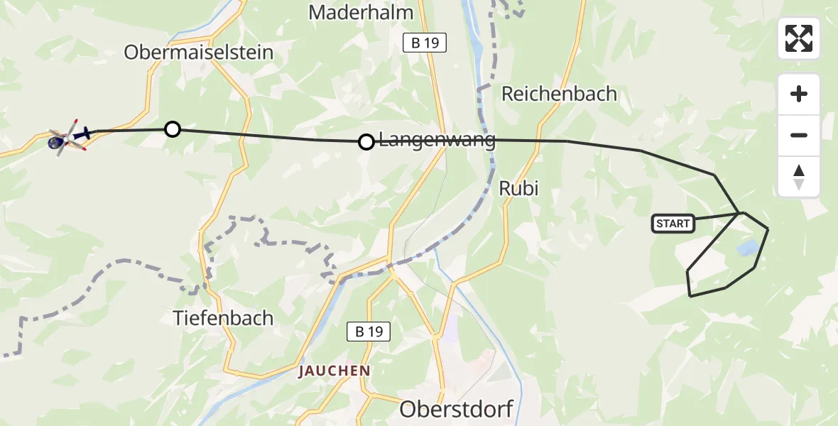 Flugroute Polizeihubschrauber Oberstdorf - Obermaiselstein, 12 August 2026, 11:04