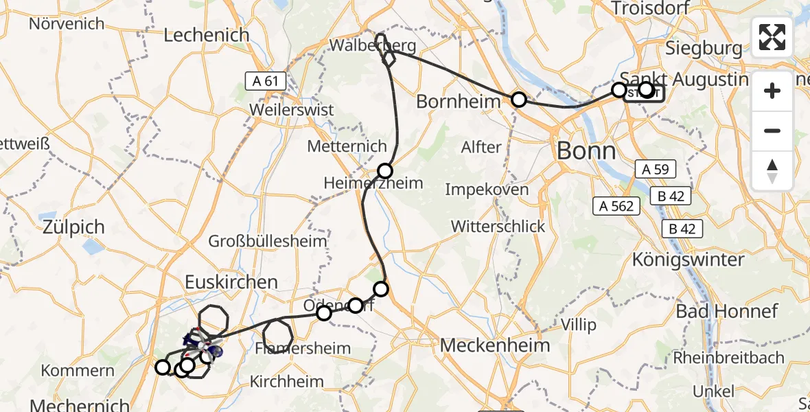 Flugroute Polizeihubschrauber Sankt Augustin - Euskirchen, 12 August 2026, 11:13