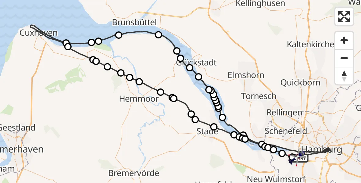 Flugroute Polizeihubschrauber Hamburg - Hamburg, 12 August 2026, 11:34
