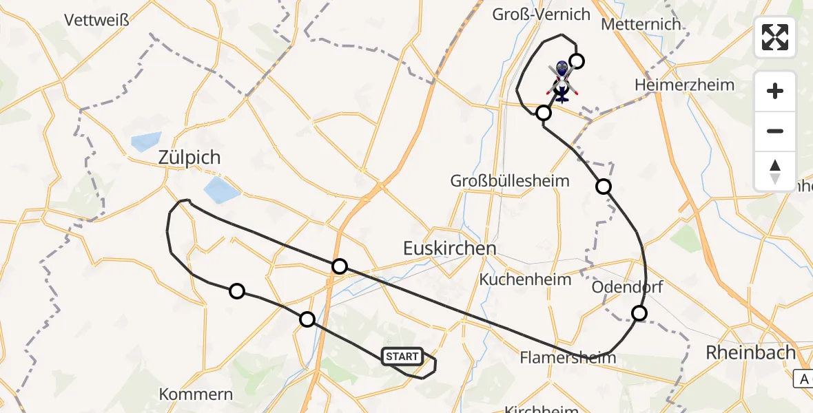 Flugroute Polizeihubschrauber Euskirchen - Weilerswist UL, 12 August 2026, 11:50