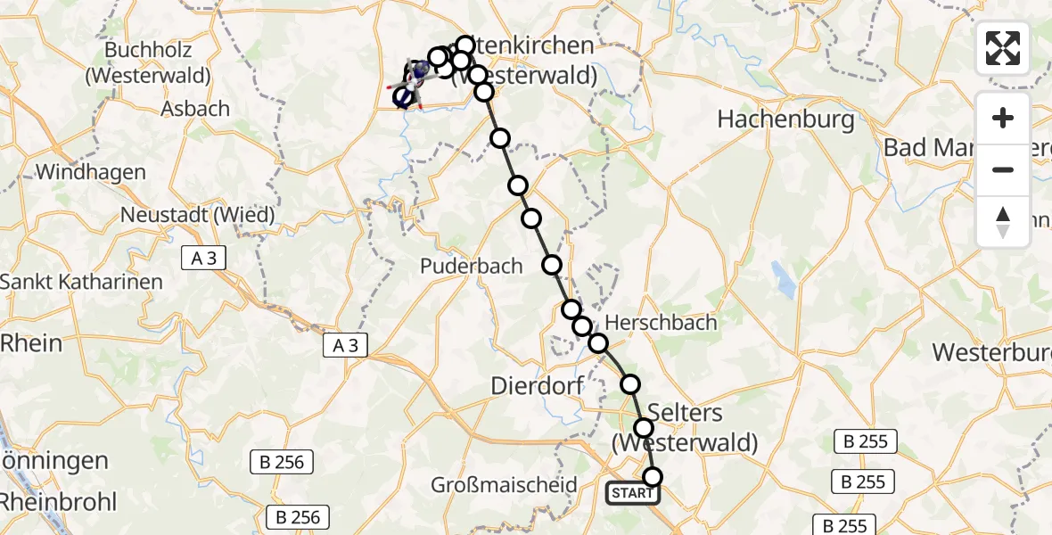 Flugroute Polizeihubschrauber Oberhaid - Walterschen, 12 August 2026, 12:07