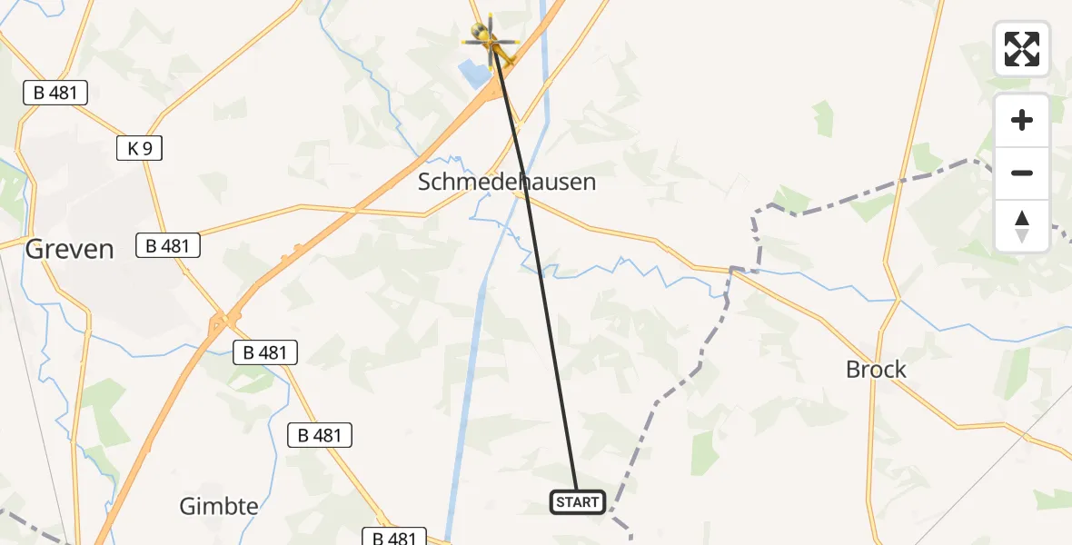 Flugroute Ambulanzhubschrauber Greven - Greven, 12 August 2026, 12:16
