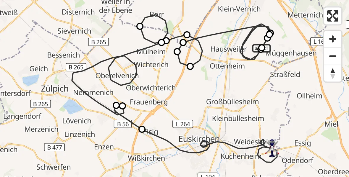Flugroute Polizeihubschrauber Weilerswist UL - Euskirchen, 12 August 2026, 12:19