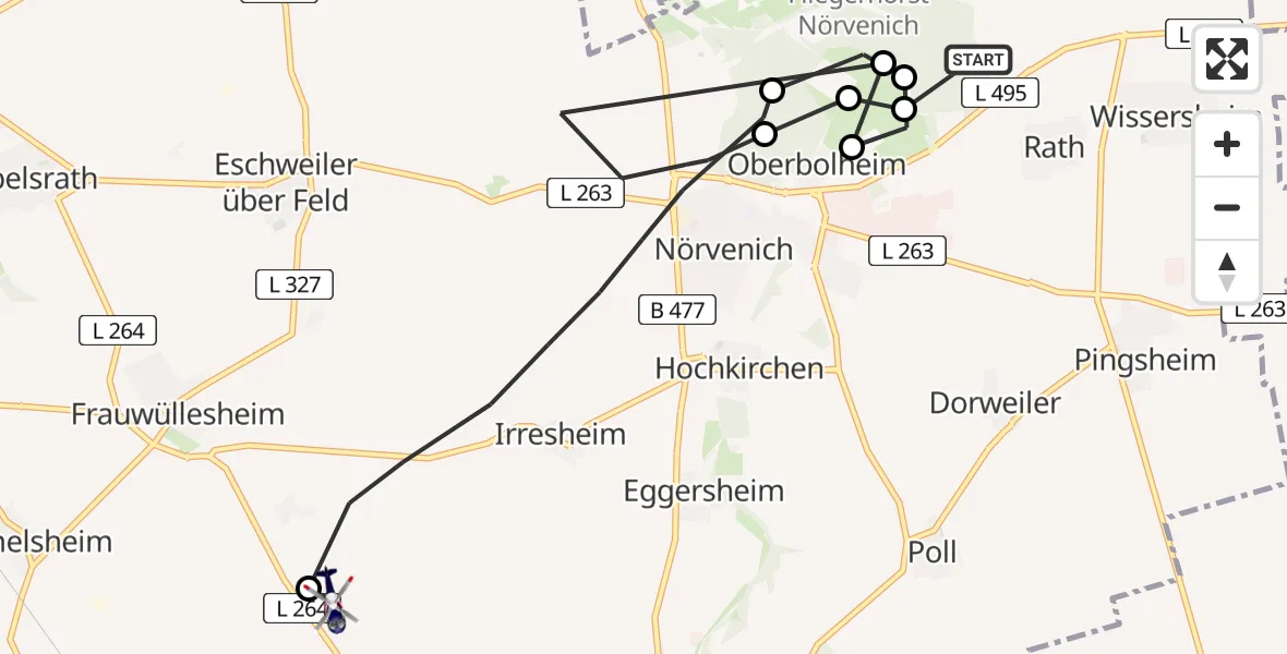 Flugroute Polizeihubschrauber Militärflugplatz Nörvenich - Vettweiß, 12 August 2026, 12:25