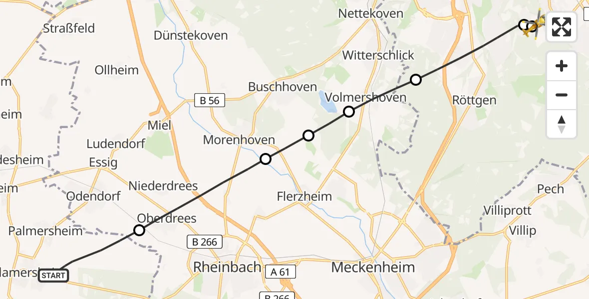 Flugroute Rettungshubschrauber Euskirchen - Bonn University Hospital, 12 August 2026, 12:46