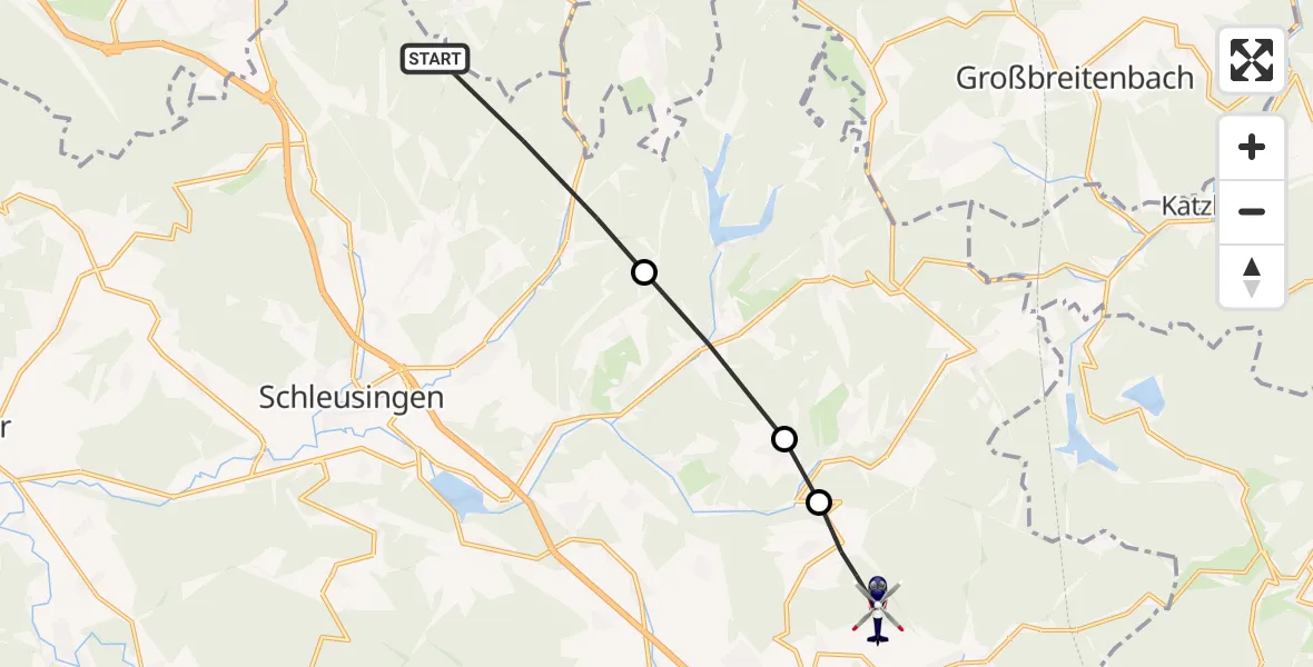 Flugroute Polizeihubschrauber Schleusingen - Eisfeld, 12 August 2026, 12:51