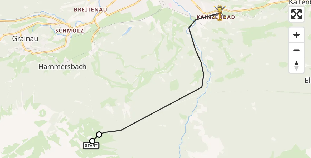 Flugroute Rettungshubschrauber Garmisch-Partenkirchen - Garmisch-Partenkirchen Clinic Hubschrauberlandeplatz, 12 August 2026, 12:59