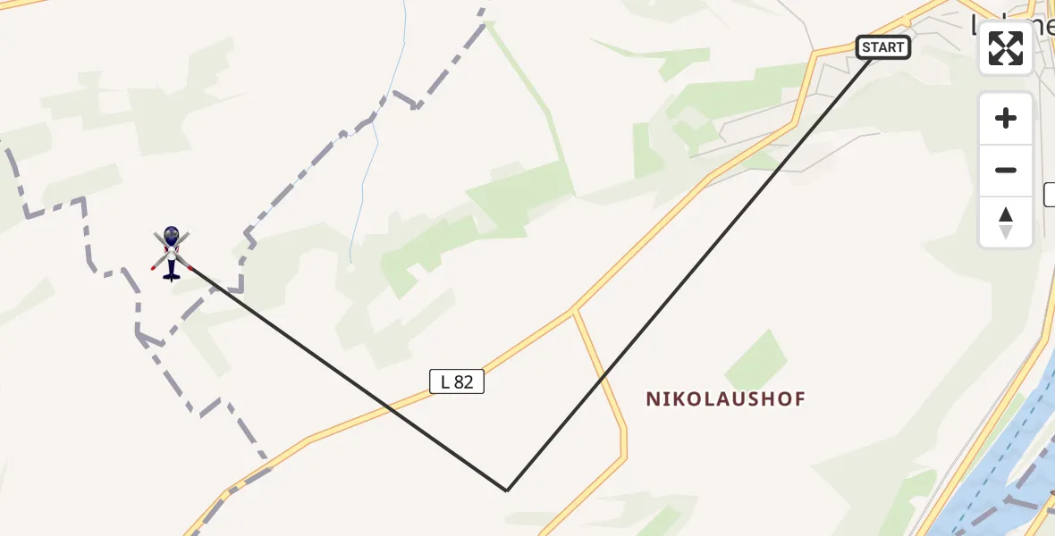 Flugroute Polizeihubschrauber Lehmen - Kobern-Gondorf, 12 August 2026, 13:01