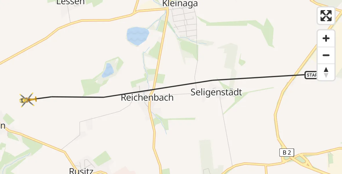 Flugroute Rettungshubschrauber Gera - Gera, 12 August 2026, 13:20
